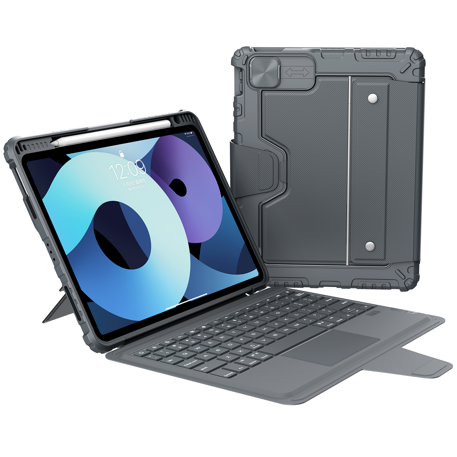 iPad Air 11 2024 - NILLKIN Bumper Combo Keyboard Case Backlit Black — estuche