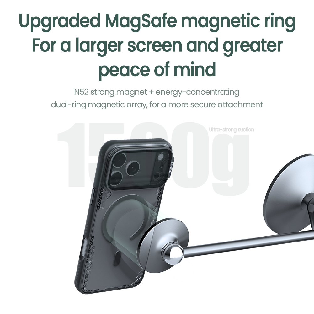 iPhone 17 Pro Max - NILLKIN Iceblade Prop Magnetic Case Transparent Lens Twilight Gray — estuche (foto 3 de 4)