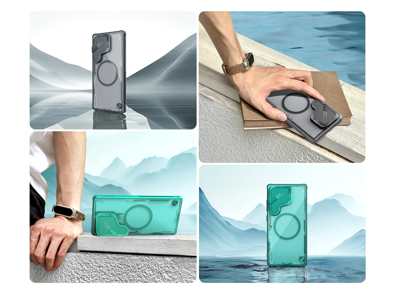 Samsung Galaxy S25 Ultra - NILLKIN Iceblade Prop Magnetic Case Transparent Lens Dark Night Black — estuche (foto 3 de 4)