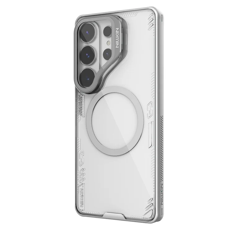 Samsung Galaxy S26 Ultra - NILLKIN Iceblade Prop Magnetic Case Transparent Lens Twilight Gray — estuche (foto 3 de 5)