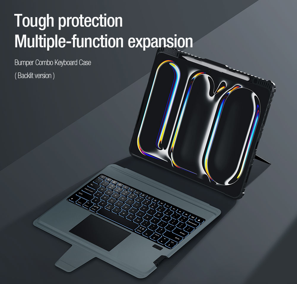 iPad Pro 13 2024 - NILLKIN Bumper Combo Keyboard Case Backlit Black — estuche