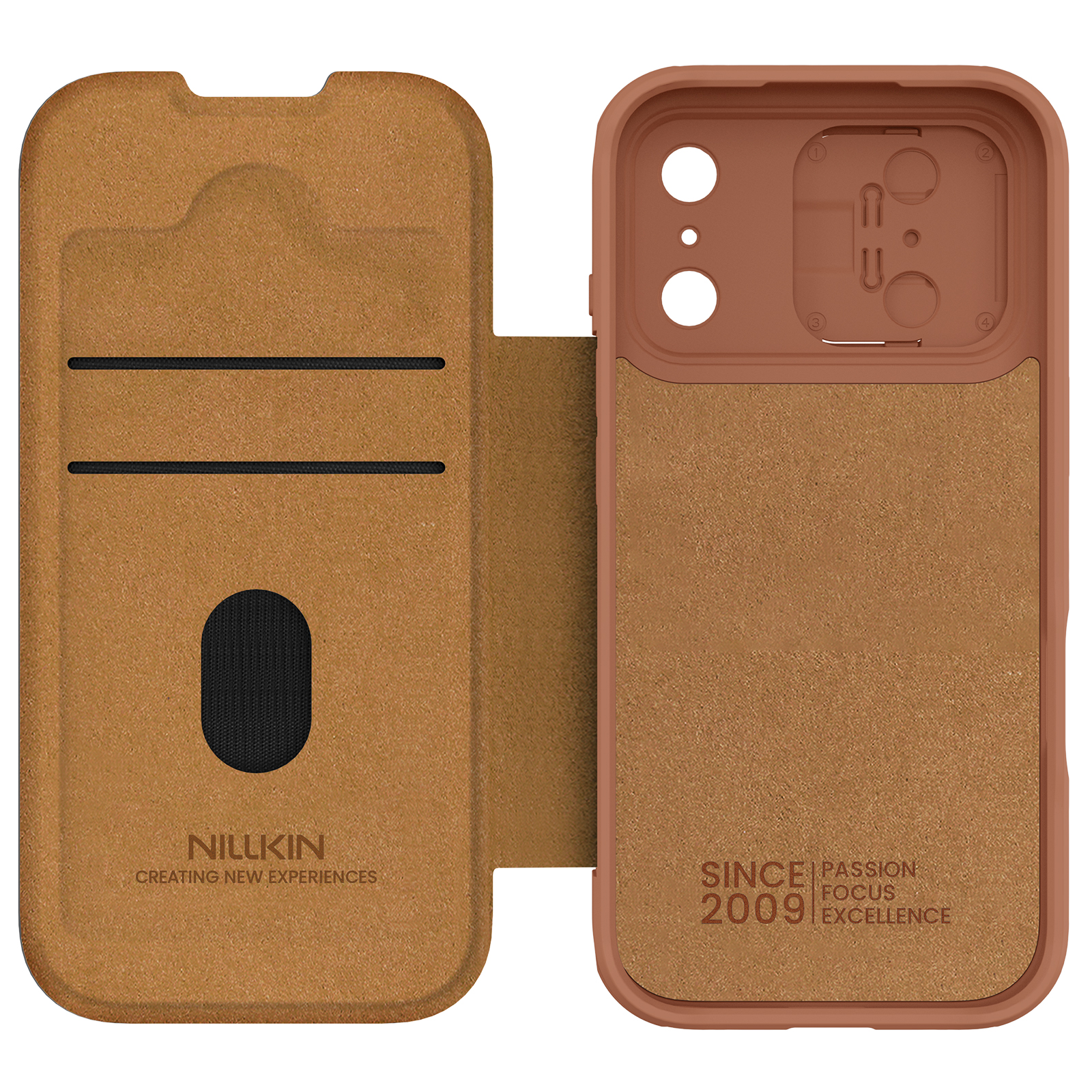 iPhone 17 Pro - NILLKIN Qin Pro Leather Case Brown — estuche (foto 3 de 3)
