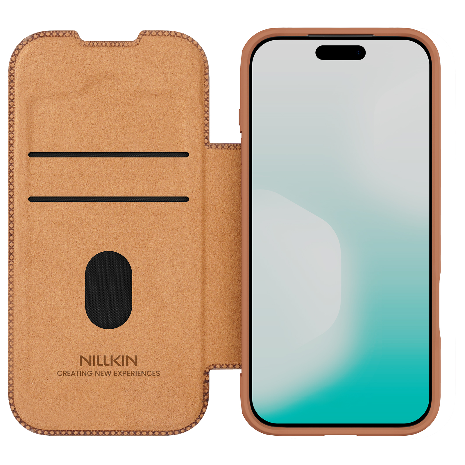 iPhone 17 Pro Max - NILLKIN Qin Pro Leather Case Brown — estuche (foto 4 de 4)
