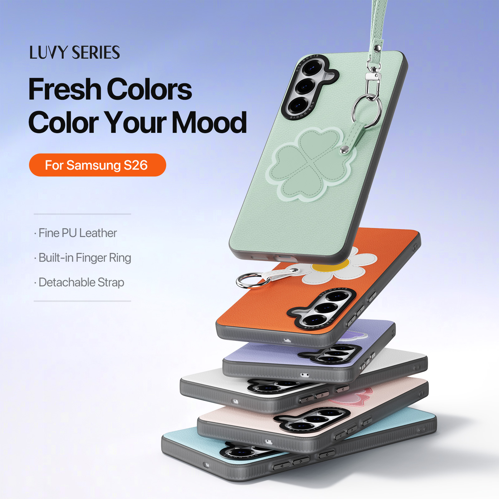 Samsung Galaxy S26 - DUX DUCIS Luvy Series Green Clover — estuche (foto 7 de 24)