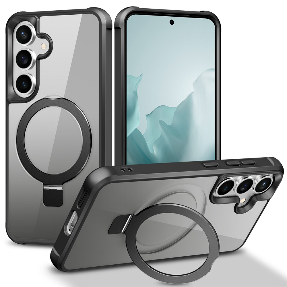 SS Gxy S26 Plus - Magnetic Ring Holder Kickstand Black Transparent