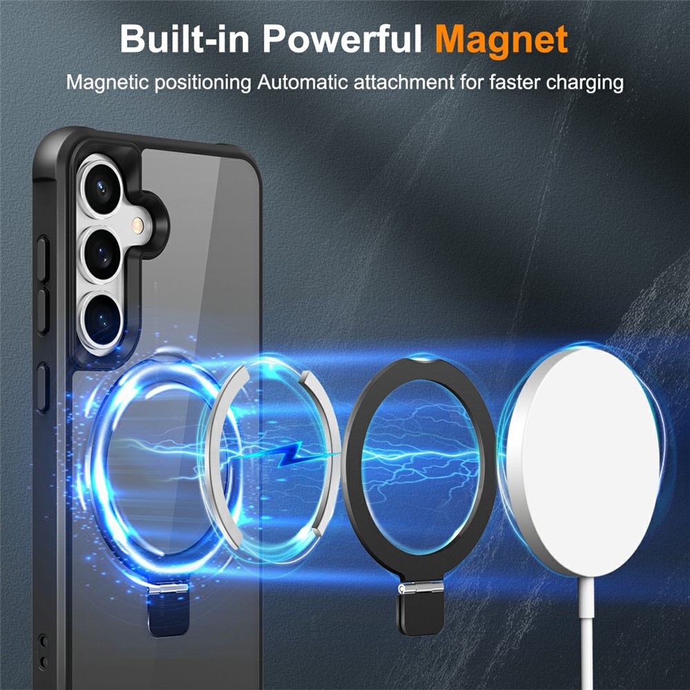 Samsung Galaxy S26 Plus - Magnetic Ring Holder Kickstand Black Transparent — estuche (foto 3 de 12)