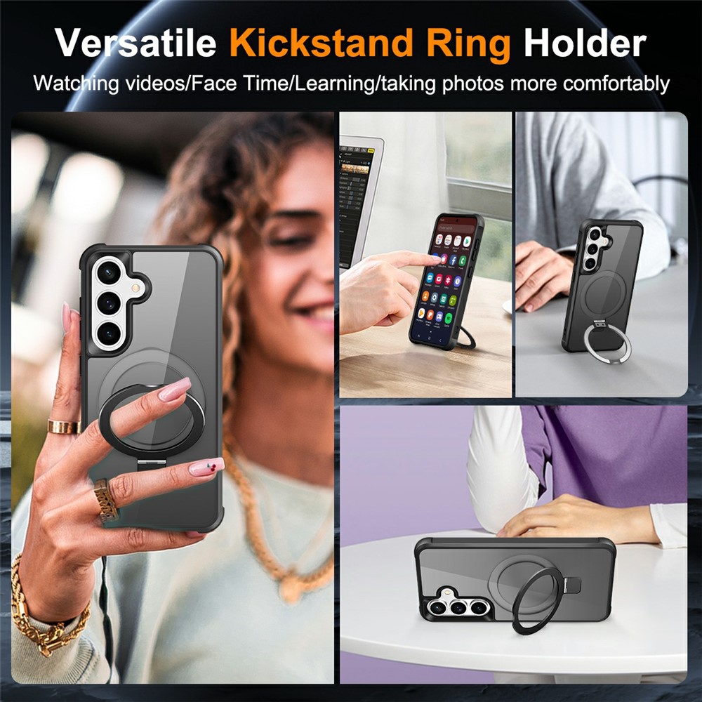 Samsung Galaxy S26 Plus - Magnetic Ring Holder Kickstand Black Transparent — estuche (foto 4 de 12)