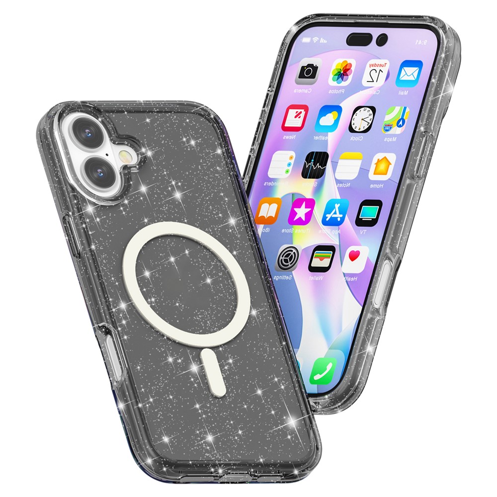 iPhone 16 - Glitter Powder With MagSafe Transparent Black — estuche (foto 3 de 5)