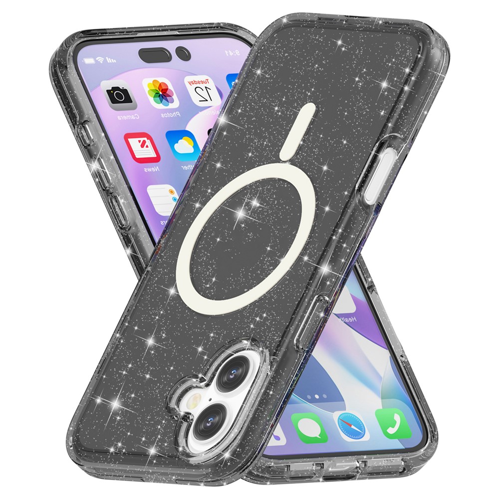 iPhone 16 - Glitter Powder With MagSafe Transparent Black — estuche (foto 4 de 5)