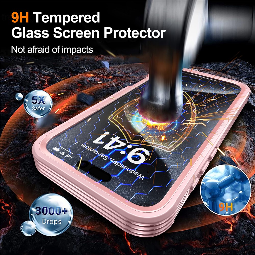 iPhone 16 Pro Max - Magnetic With Tempered Galss Rugged Pink — estuche (foto 3 de 5)