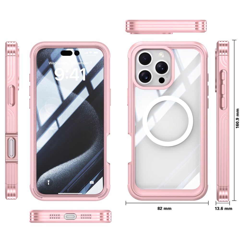 iPhone 16 Pro Max - Magnetic With Tempered Galss Rugged Pink — estuche (foto 4 de 5)