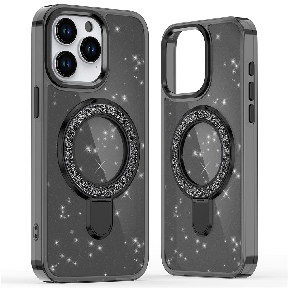 iPhone 16 Pro Max - Kickstand Glitter Black — estuche