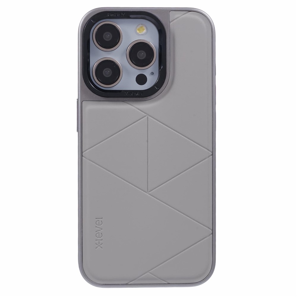 iPhone 15 Pro Max - X-LEVEL Geometric Leather Titanium Grey — estuche (foto 3 de 5)