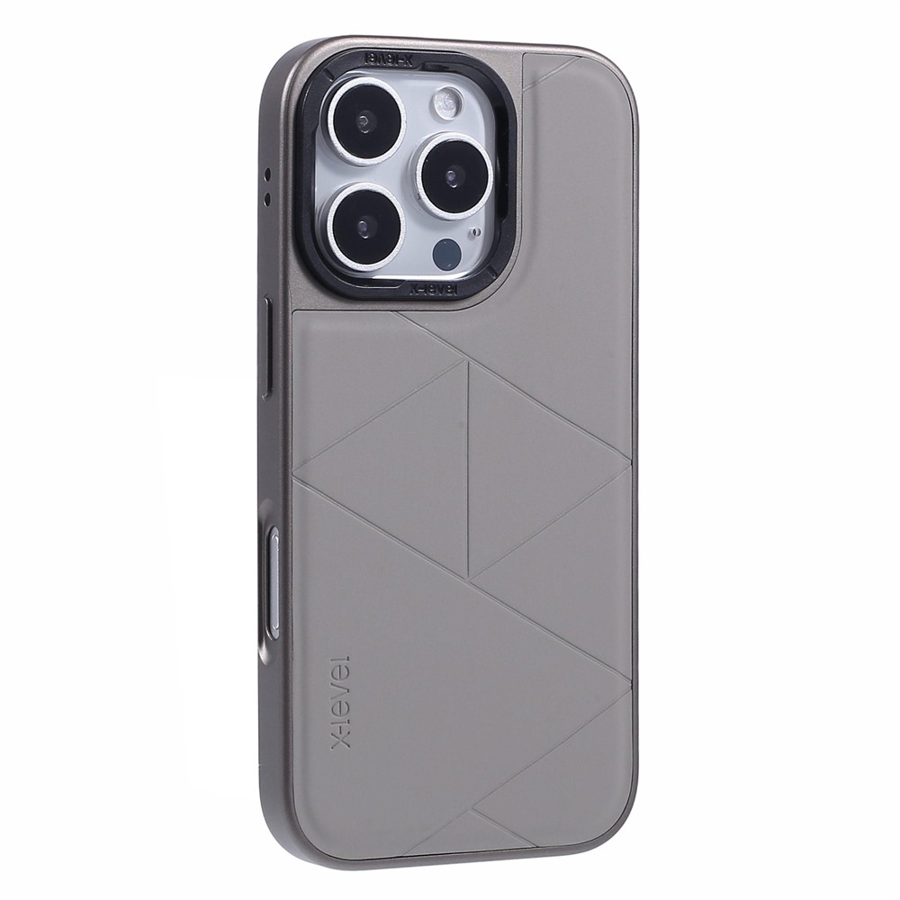 iPhone 16 Pro Max - X-LEVEL Geometric Leather Titanium Grey — estuche