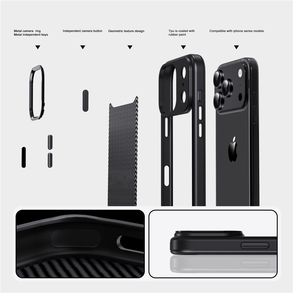 iPhone 17 Pro - IPAKY Metal Lens Shockproof Grey — estuche (foto 4 de 5)