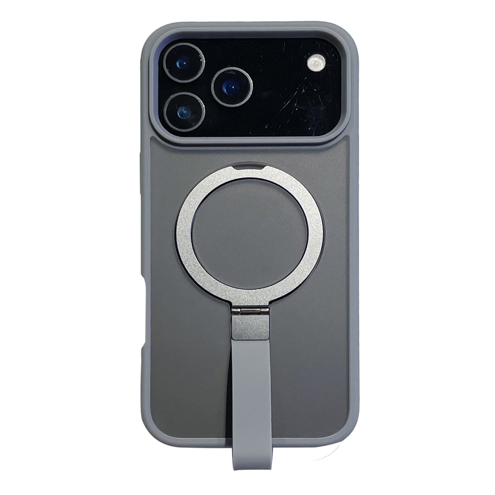 iPhone 17 Pro Max - Integrated Lanyard Metal Ring Kickstand Titanium Grey — estuche