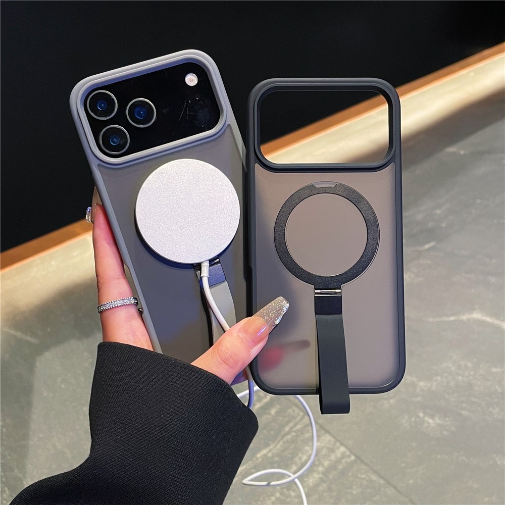 iPhone 17 Pro Max -  Integrated Lanyard Metal Ring Kickstand  Titanium Grey — estuche (foto 2 de 5)