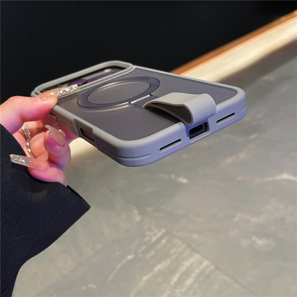 iPhone 17 Pro Max -  Integrated Lanyard Metal Ring Kickstand  Titanium Grey — estuche (foto 3 de 5)