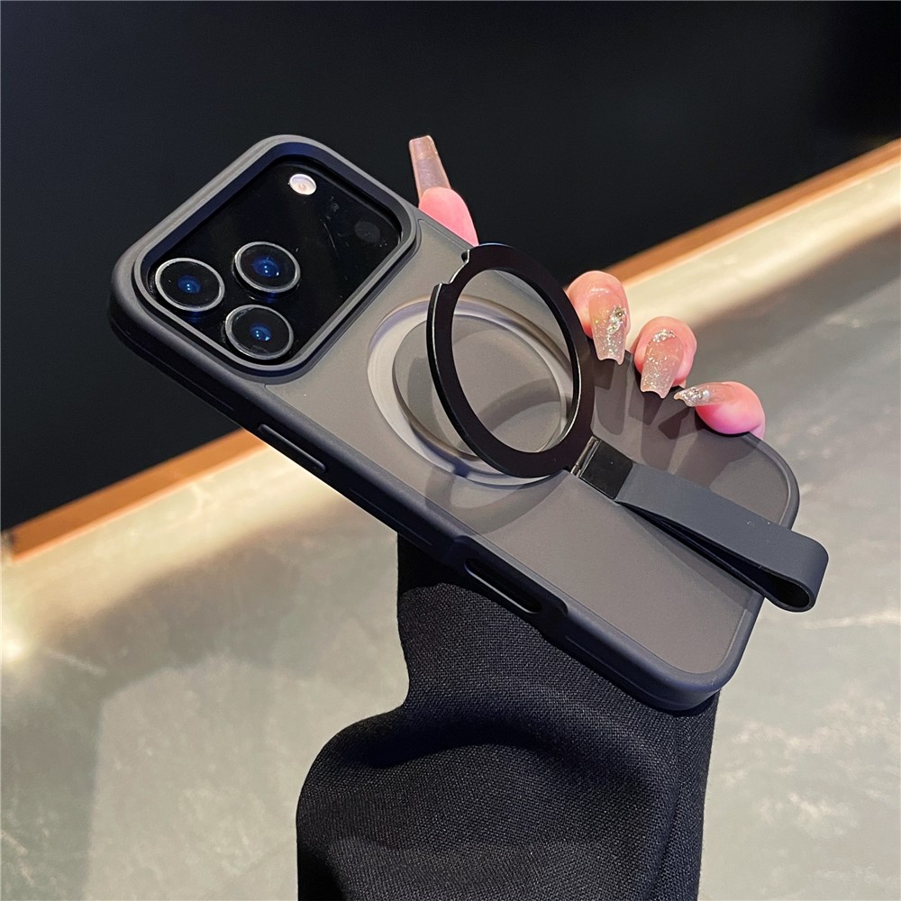 iPhone 17 Pro Max -  Integrated Lanyard Metal Ring Kickstand  Black — estuche (foto 2 de 5)