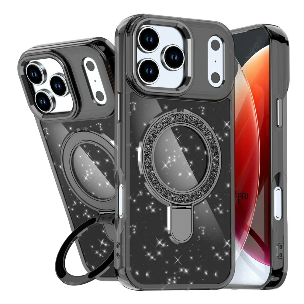 iPhone 17 Pro - Kickstand Glitter Black — estuche