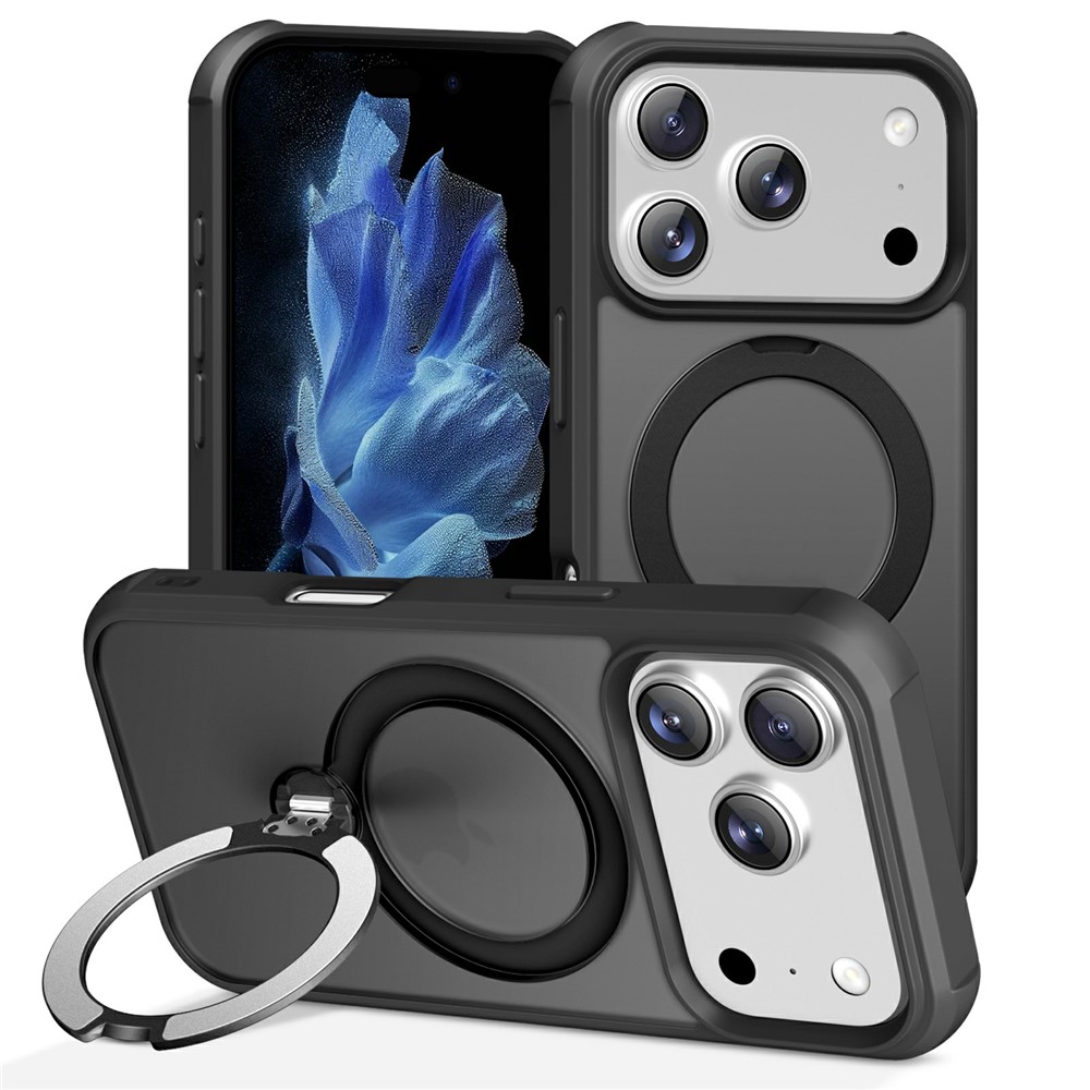 iPhone 17 Pro Max - Hard Case With Ring Magnetic Black — estuche