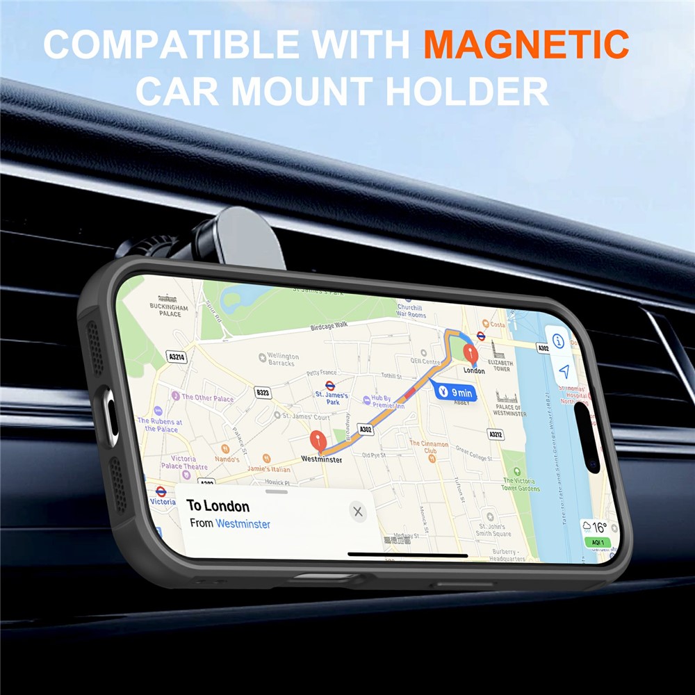 iPhone 17 Pro Max - Hard Case With Ring Magnetic Black — estuche (foto 4 de 5)