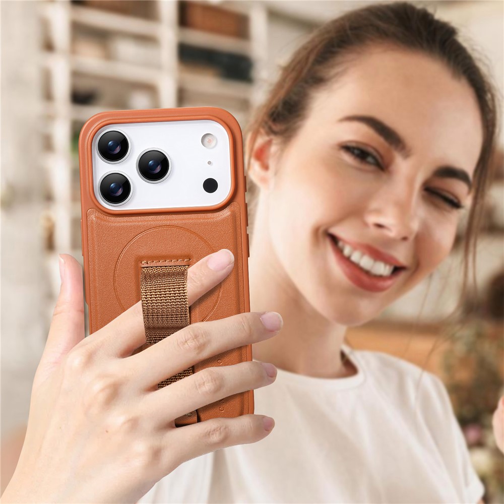 iPhone 17 Pro Max - CASENEO Leather Wristband Brown — estuche (foto 4 de 5)