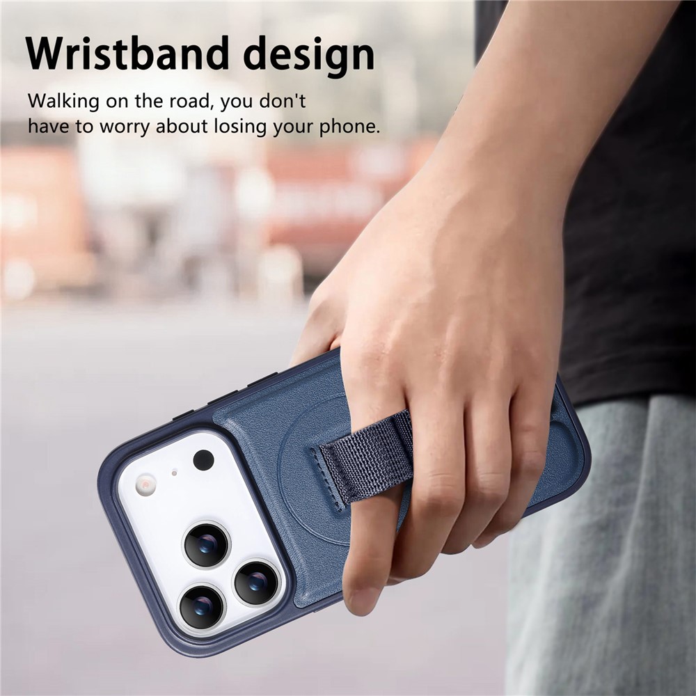 iPhone 17 Pro Max - CASENEO Leather Wristband Blue — estuche (foto 3 de 5)