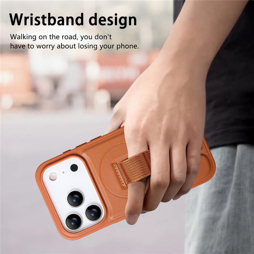 iPhone 17 Pro - CASENEO Leather Wristband Brown — estuche (foto 3 de 5)