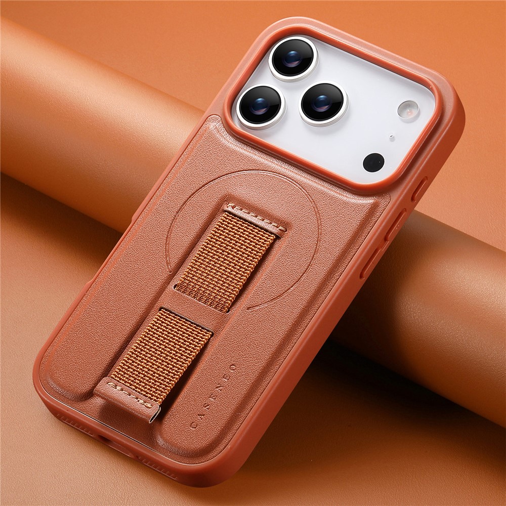 iPhone 17 Pro - CASENEO Leather Wristband Brown — estuche (foto 5 de 5)