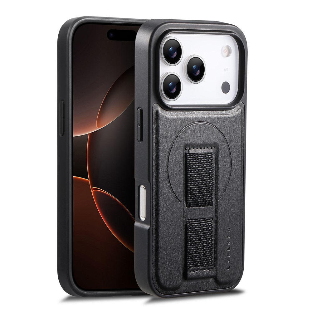 iPhone 17 Pro - CASENEO Leather Wristband Black — estuche