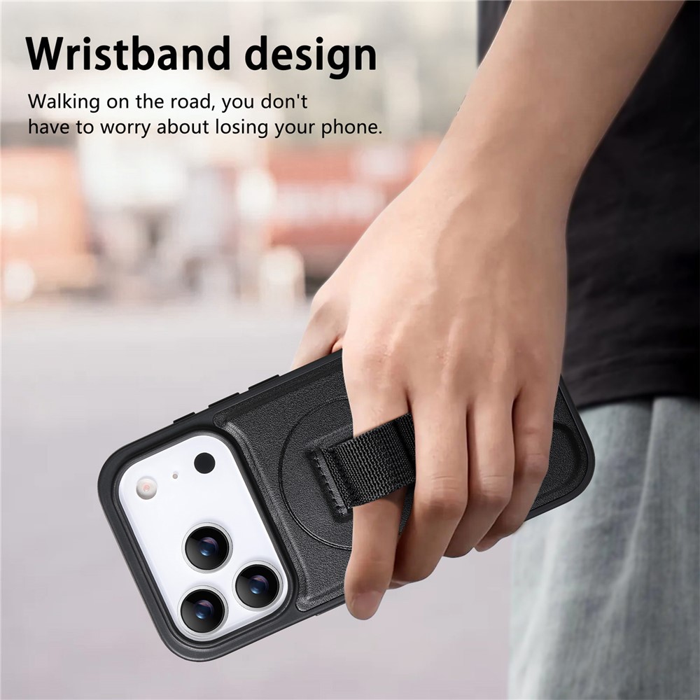 iPhone 17 Pro - CASENEO Leather Wristband Black — estuche (foto 3 de 5)