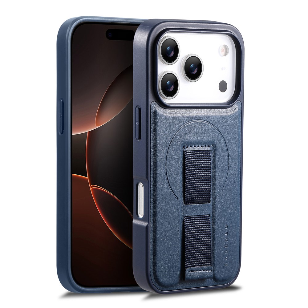 iPhone 17 Pro - CASENEO Leather Wristband Blue — estuche
