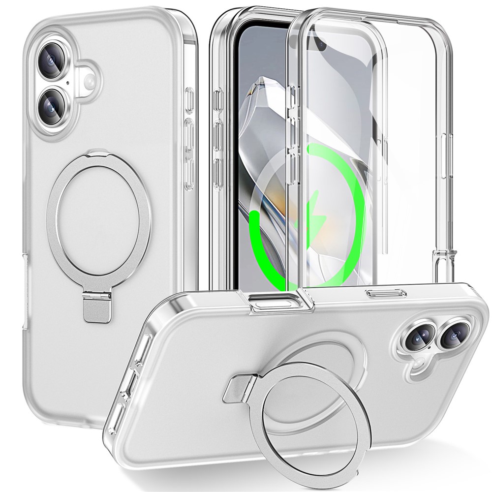 iPhone 17 - Kickstand Frosted With Pet Screen Transparent — estuche