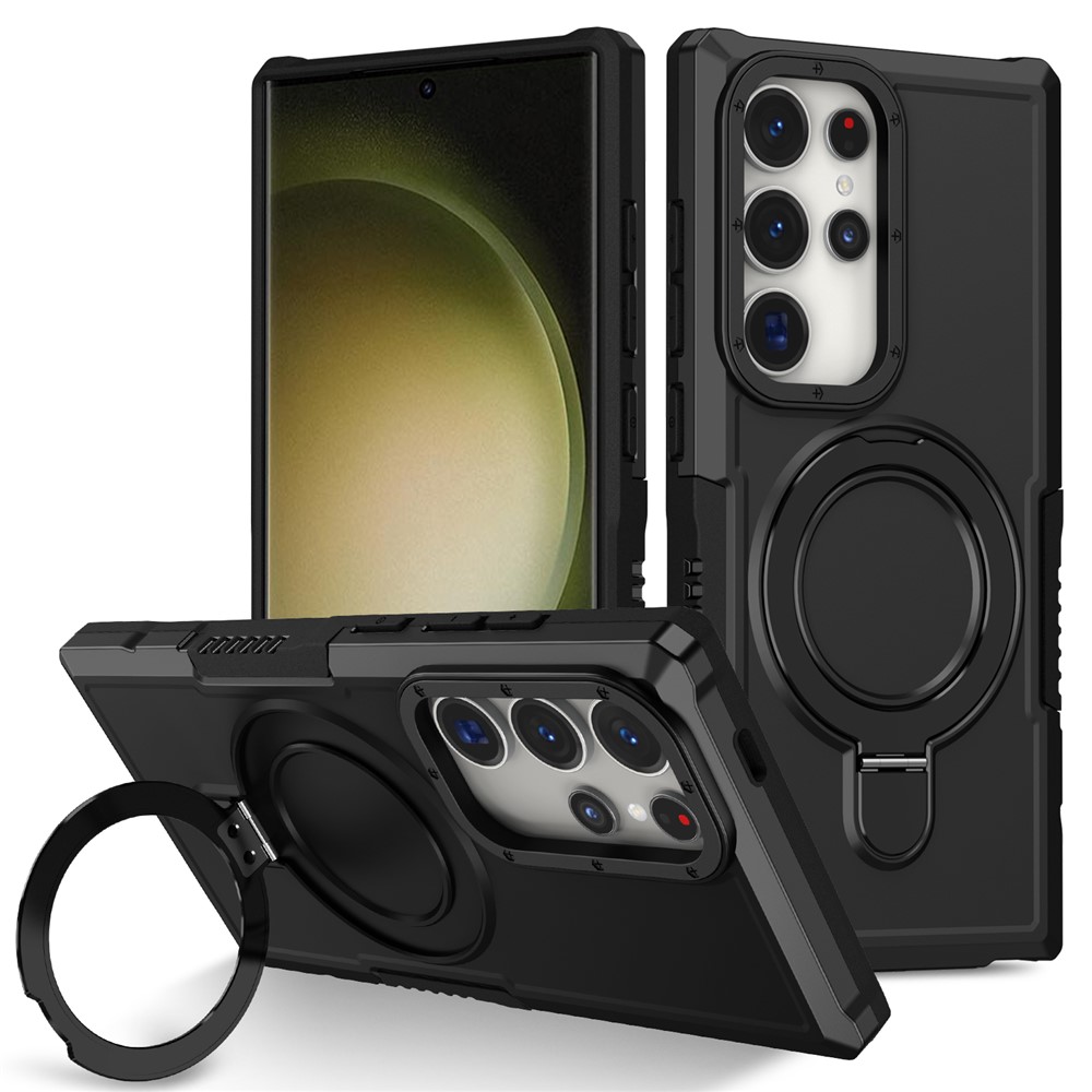 Samsung Galaxy S24 Ultra - Shockproof 2 in 1 With Ring MagSafe Black — estuche