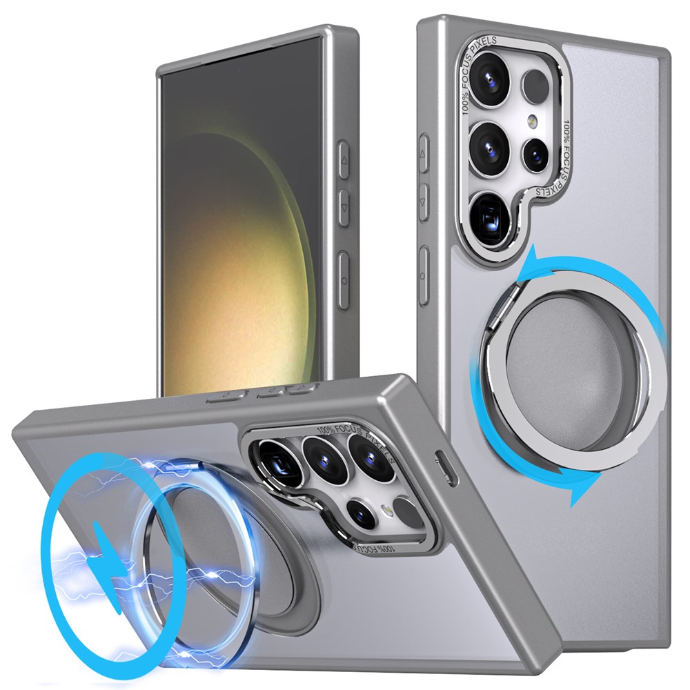 Samsung Galaxy S24 Ultra - Magnetic Ring Kickstand Titanium Grey — estuche