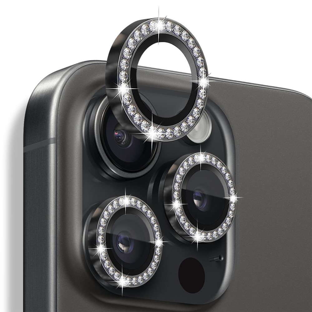 iPhone 16 Pro/16 Pro Max - Camera Lens Glass Protector Glitter Graphite — vidrio templado protector de pantalla