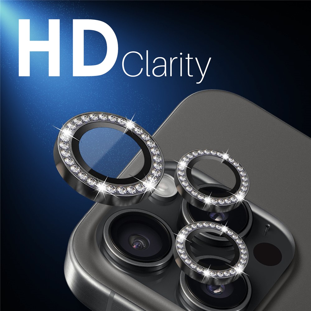 iPhone 16 Pro/16 Pro Max - Camera Lens Glass Protector Glitter Graphite — vidrio templado protector de pantalla (foto 4 de 5)