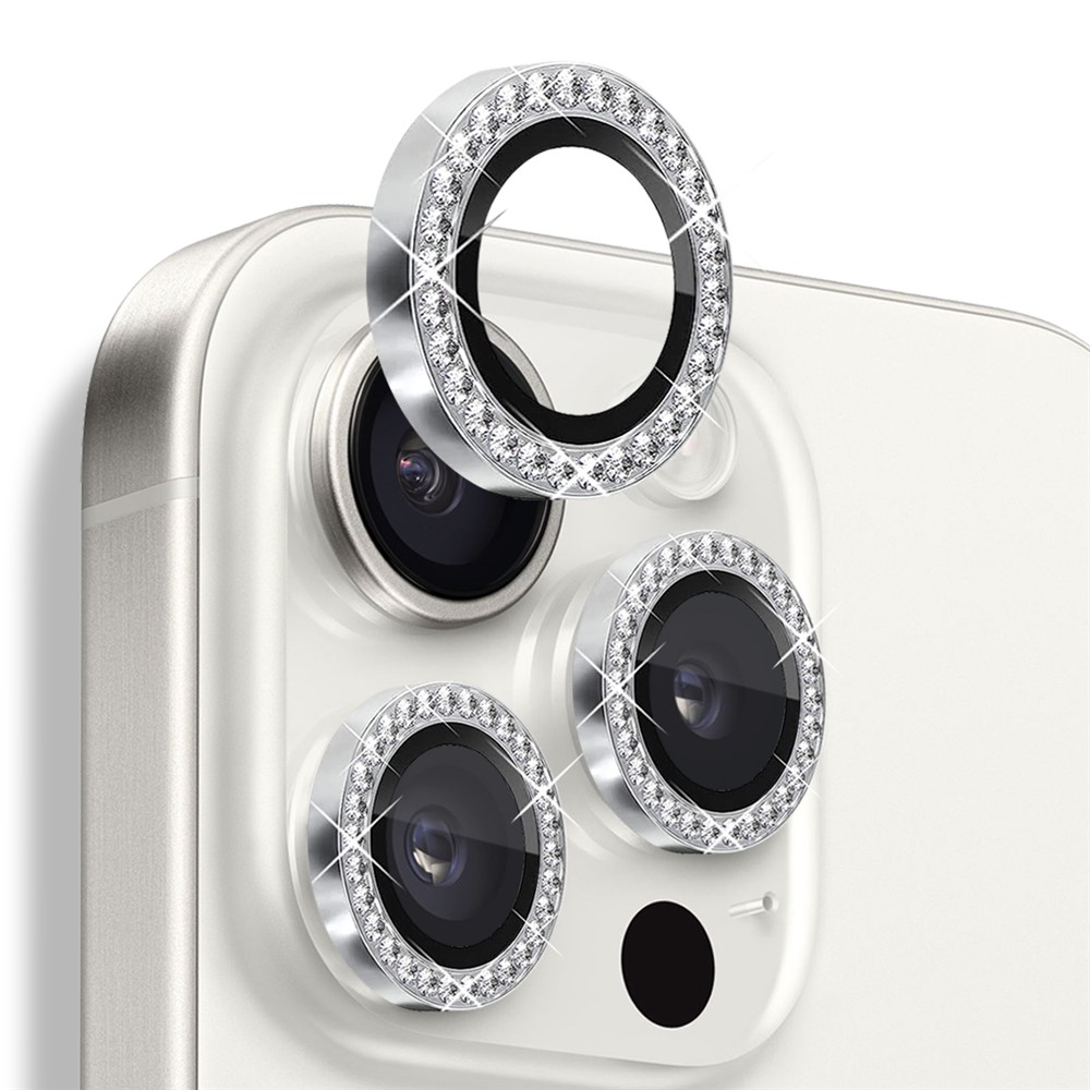 iPhone 16 Pro/16 Pro Max - Camera Lens Glass Protector Glitter Silver