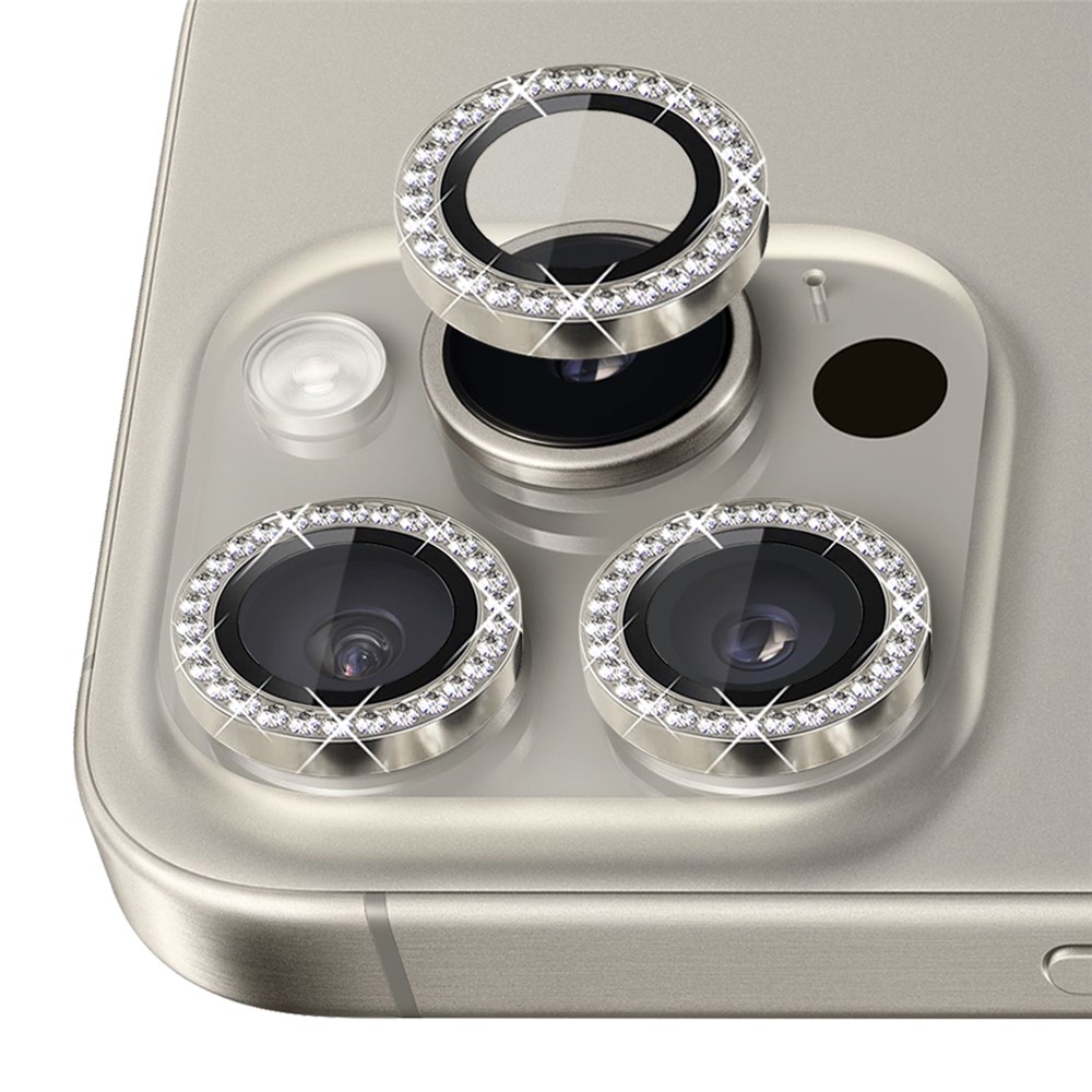 iPhone 16 Pro/16 Pro Max - Camera Lens Glass Protector Glitter Natural — vidrio templado protector de pantalla (foto 2 de 5)