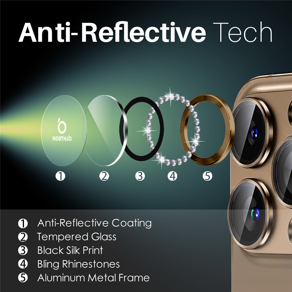 iPhone 16 Pro/16 Pro Max - Camera Lens Glass Protector Glitter Brown — vidrio templado protector de pantalla (foto 3 de 5)