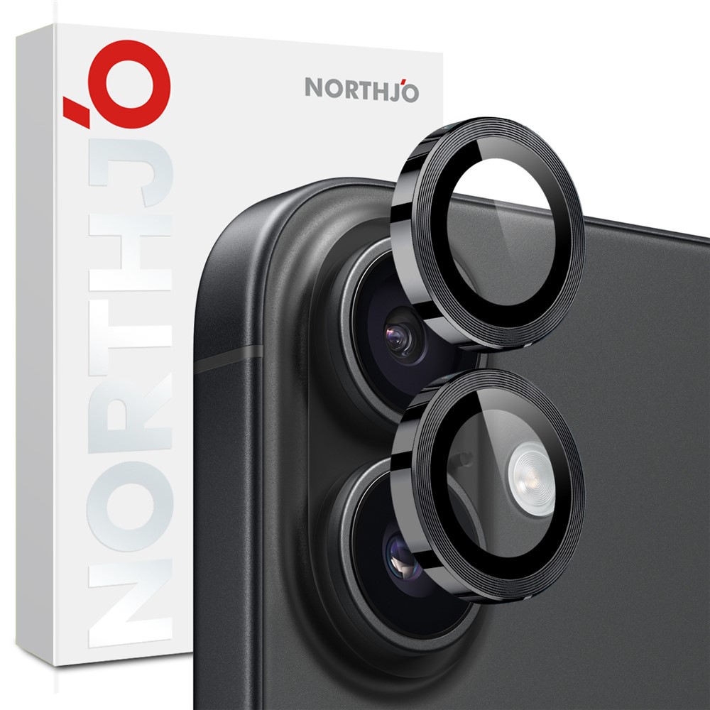 iPhone 17 - NORTHJO Camera Lens Glass Protector Black — vidrio templado protector de pantalla (foto 4 de 5)