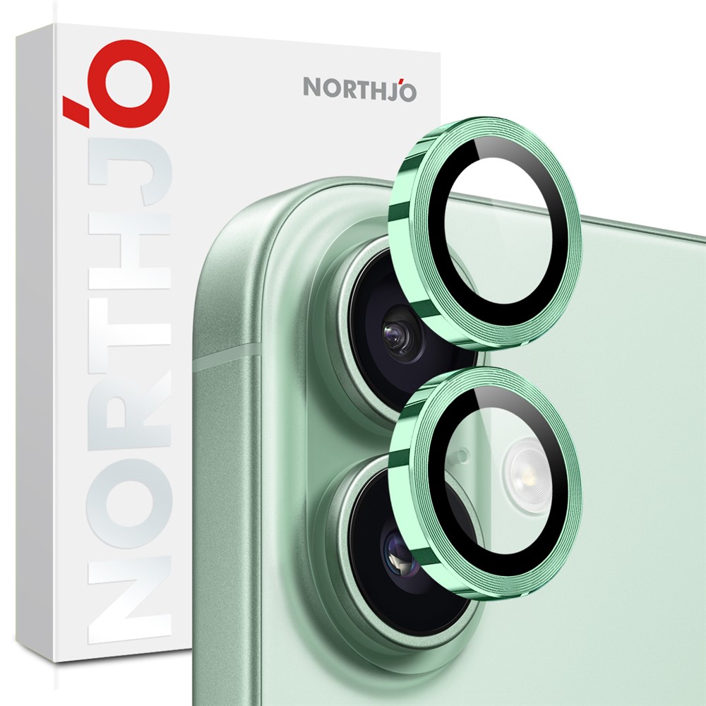iPhone 17 - NORTHJO Camera Lens Glass Protector Green — vidrio templado protector de pantalla (foto 4 de 5)