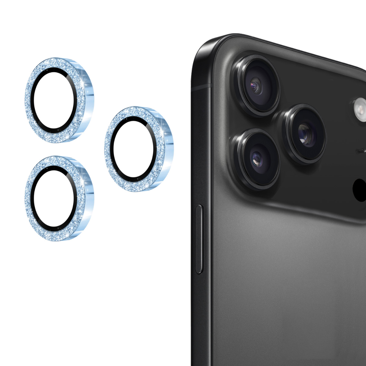 iPhone 17 Pro/17 Pro Max - ENKAY Camera Lens Glass Protector Glitter Sierra Blue