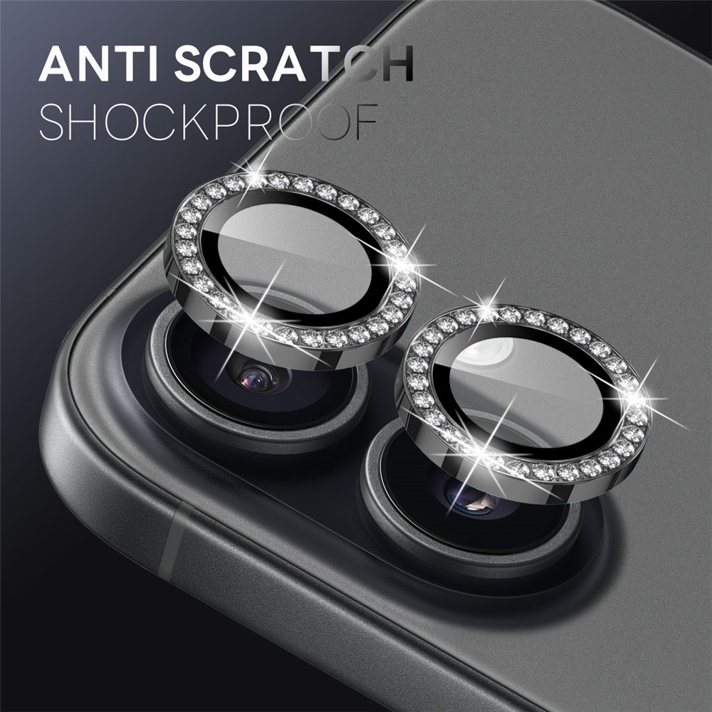 iPhone 17 - NORTHJO Camera Lens Glass Protector Glitter Black — vidrio templado protector de pantalla (foto 3 de 5)