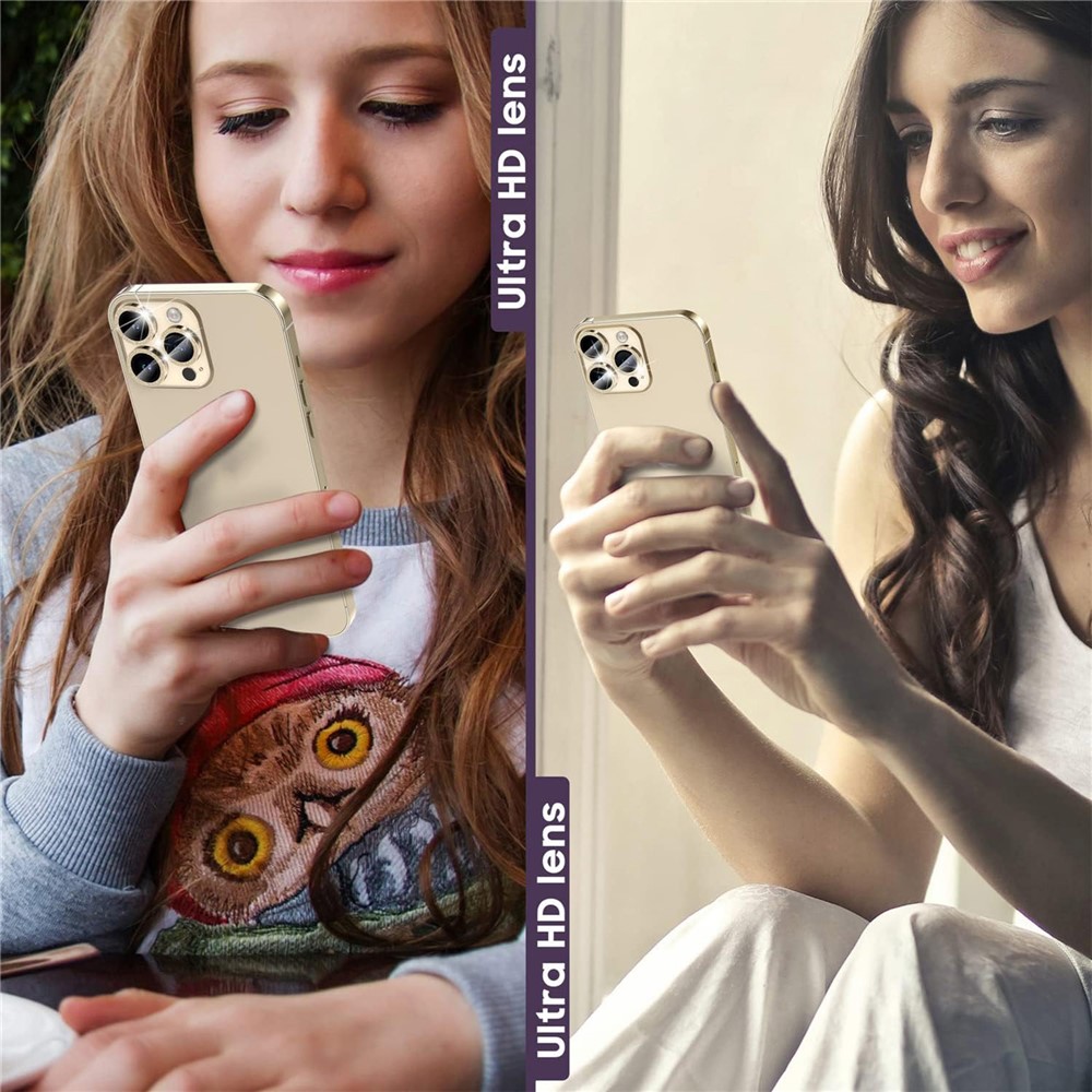 iPhone 15 Pro/15 Pro Max - Camera Lens Glass Protector Glitter Gold — vidrio templado protector de pantalla (foto 5 de 5)