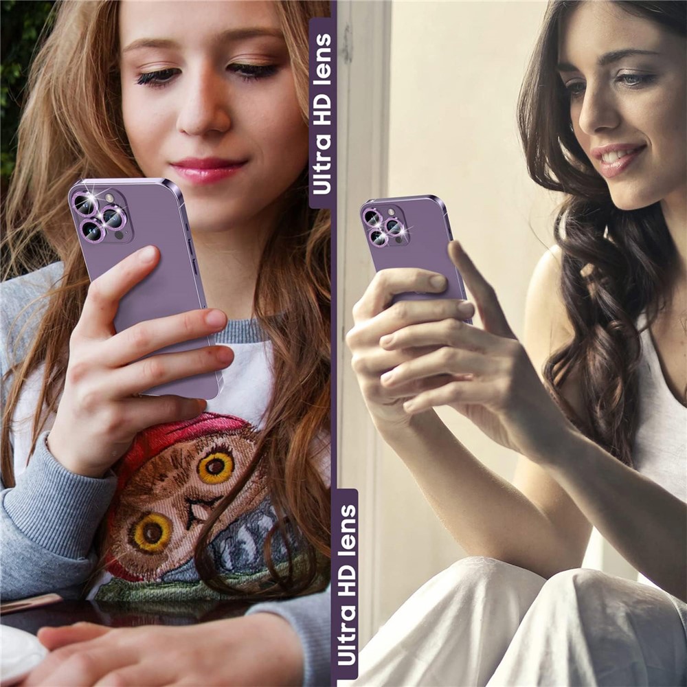 iPhone 15 Pro/15 Pro Max - Camera Lens Glass Protector Glitter Purple — vidrio templado protector de pantalla (foto 5 de 5)