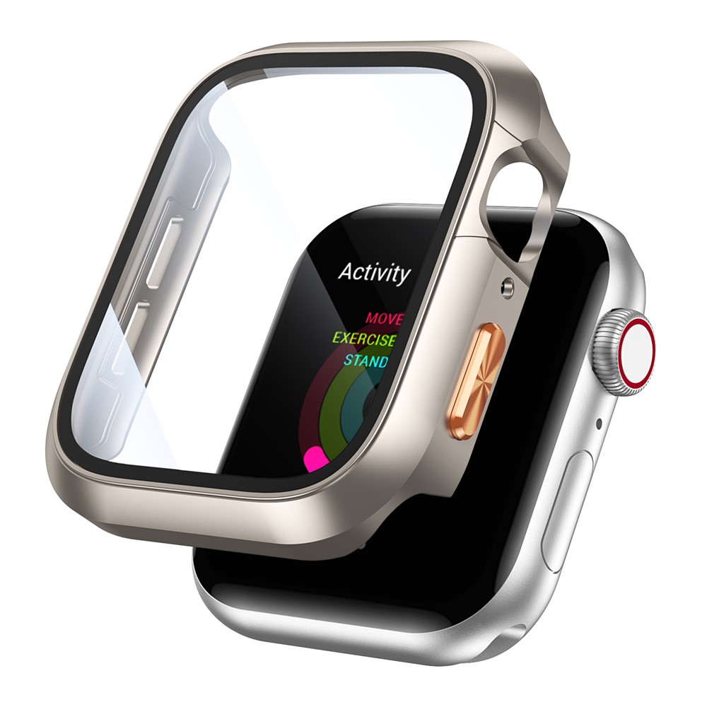 Apple Watch Series10/11 46mm - Orange Texture Button Starlight — estuche