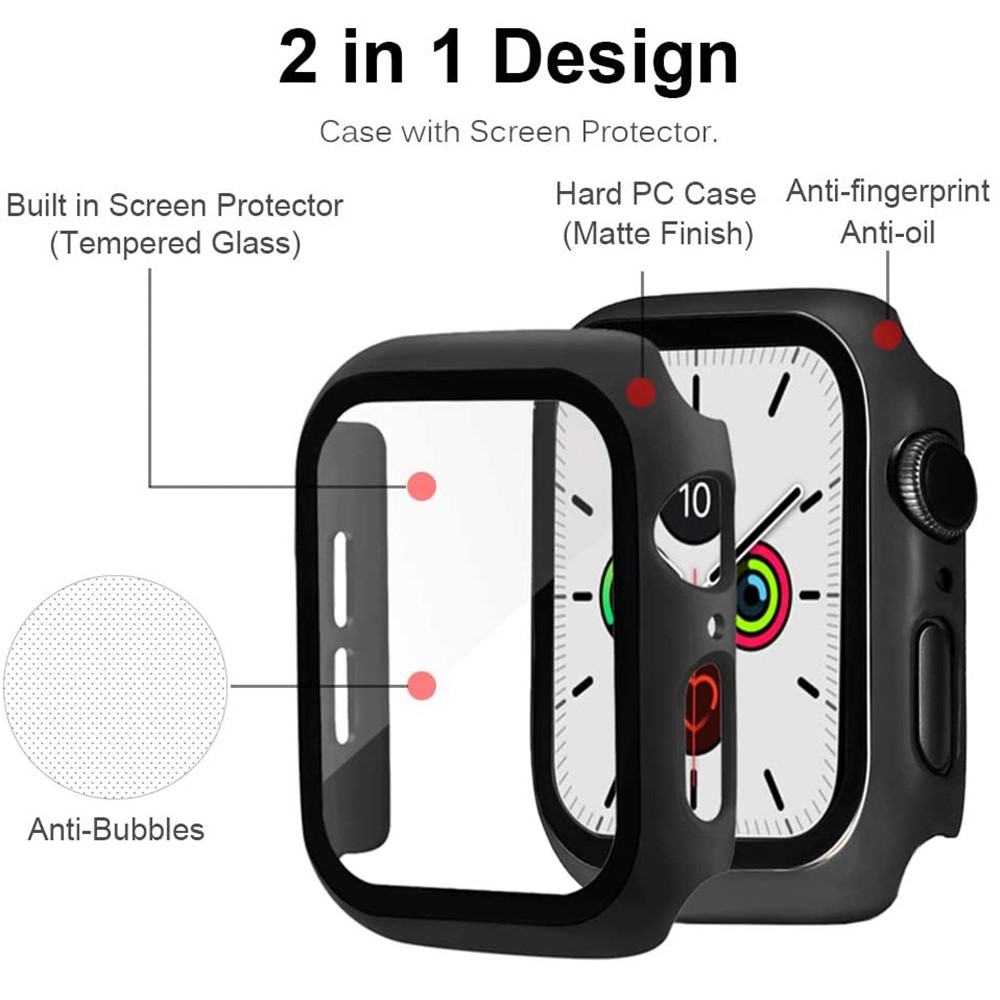 Apple Watch 40mm - Plating Frame PC + Tempered Glass Black — estuche (foto 3 de 7)