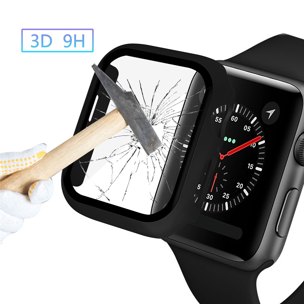 Apple Watch 44mm - PC + Tempered Glass Black — estuche (foto 4 de 10)